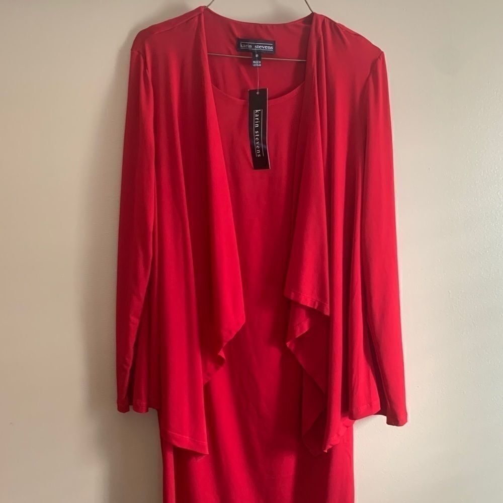 New Karin Stevens red flattering dress